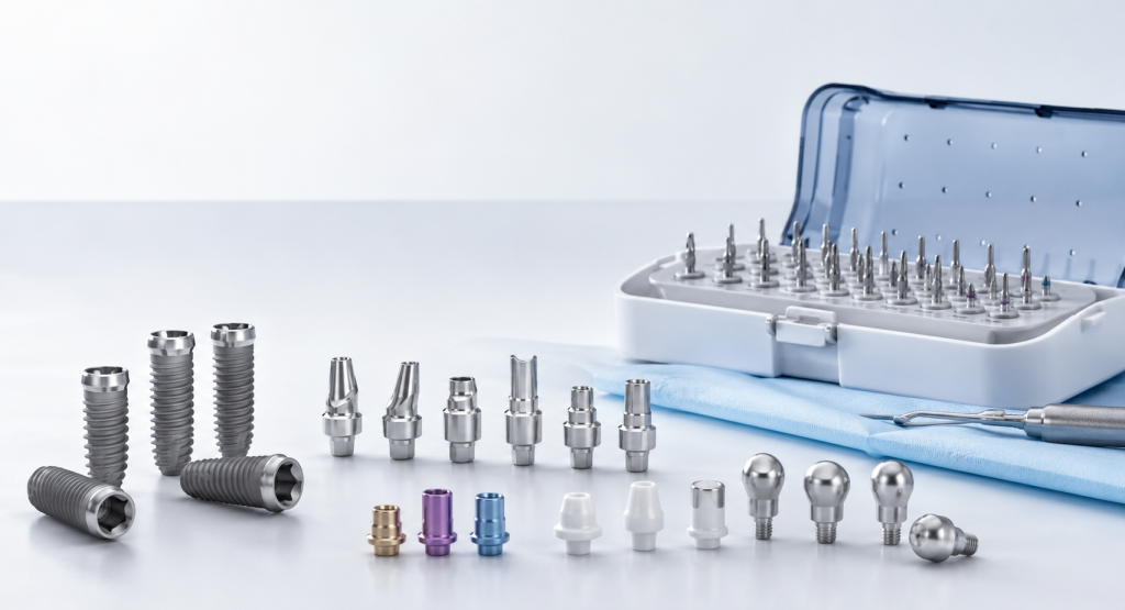 Стартовый комплект AB Dental с имплантатами, трансферами, аналогами, формирователями и хирургическим набором